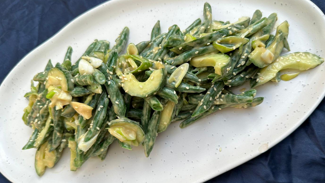 Summer Green Bean and Cucumber Salad with Miso, Sesame Dressing