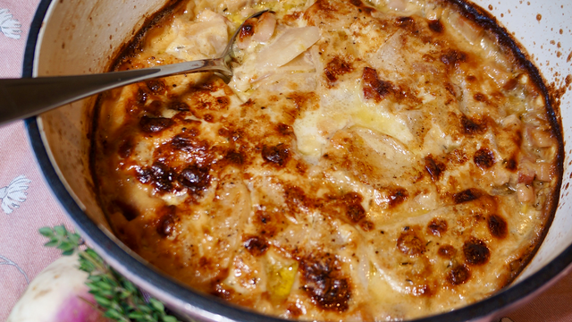 Leek, Turnip and Bacon French Tartiflette