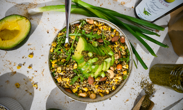 Crunchy Quinoa Pesto Salad