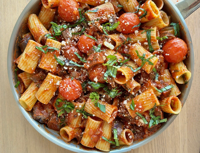 One Pan Eggplant Pasta