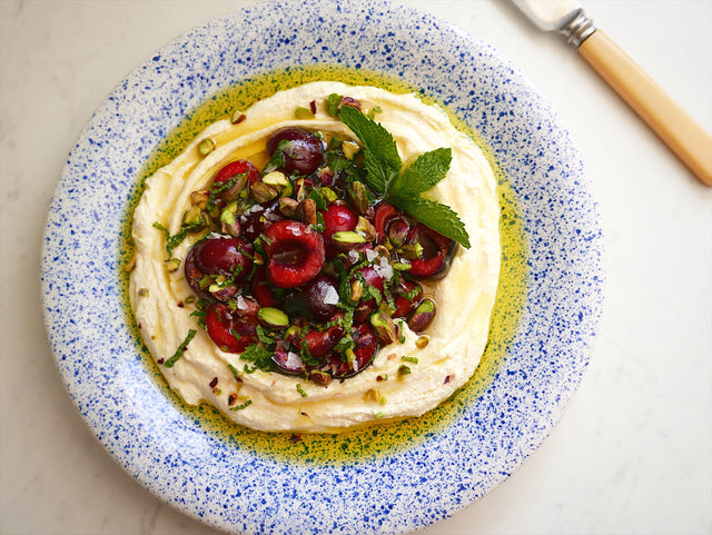 Whipped Feta with Honey, Cherries and Pistachios