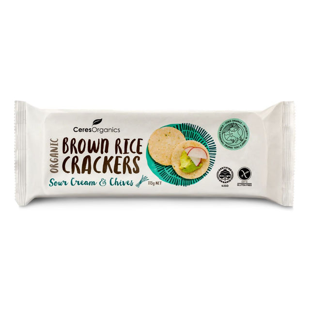 Ceres Organics Sour Cream & Chives Brown Rice Crackers 115g