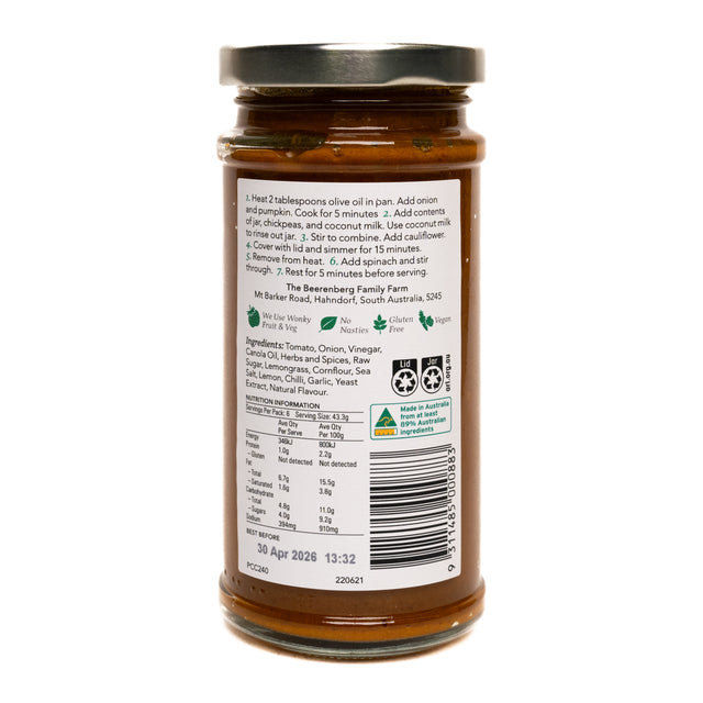 Beerenberg Slow Cooker Pumpkin & Chickpea Curry 240ml