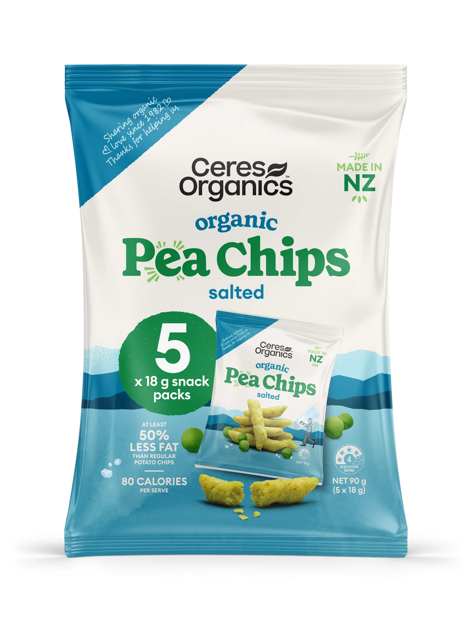 Ceres Organics Salted Pea Chips 5x18g