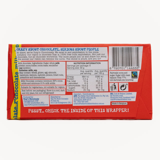 Tony's Choc Milk Chocolate 180g